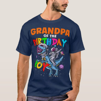 Rawr Grandpa Of The Birthday Boy Astronaut Riding T-Shirt