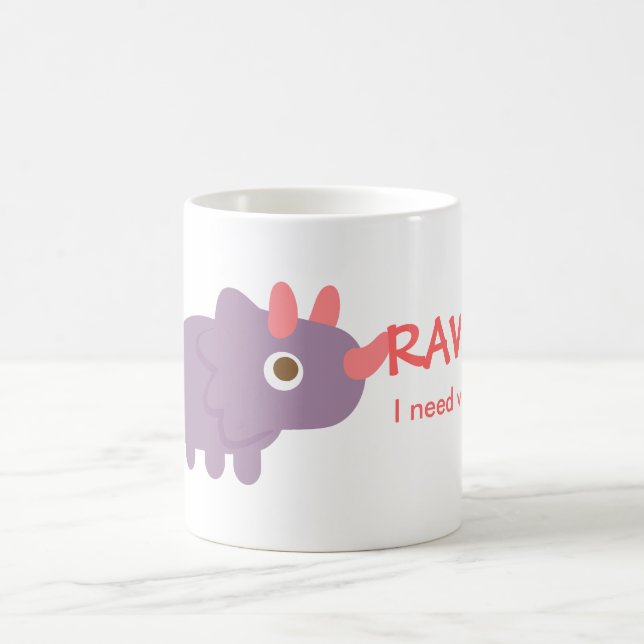 Rawr, I need water, funny triceratops dinosaur Coffee Mug (Center)