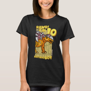 Rawr I'm 10 Birthday Boys 10th Birthday Dino Edmo T-Shirt