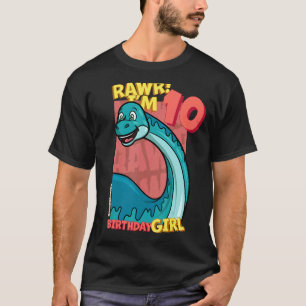 Rawr I'm 10 Birthday Girls 10th Birthday Dino Bron T-Shirt