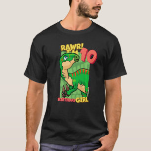 Rawr I'm 10 Birthday Girls 10th Birthday Dino Igua T-Shirt