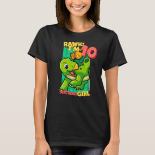 Rawr I'm 10 Birthday Girls 10th Birthday Dino Steg T-Shirt