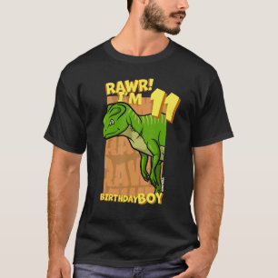 Rawr I'm 11 Birthday Boys 11th Birthday Dino Yinlo T-Shirt