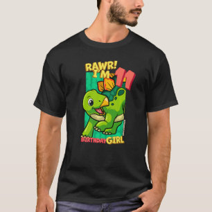 Rawr I'm 11 Birthday Girls 11th Birthday Dino Steg T-Shirt