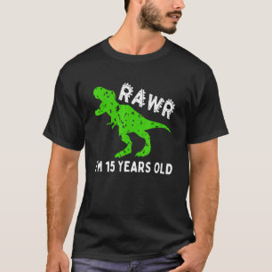 Rawr I'm 15 Years Old Dinosaur Vintage 15th Birthd T-Shirt