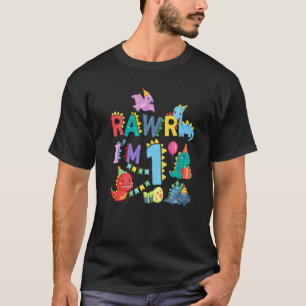 Rawr I'm 1 Rawr Dinosaur Birthday Themed Party T-Shirt