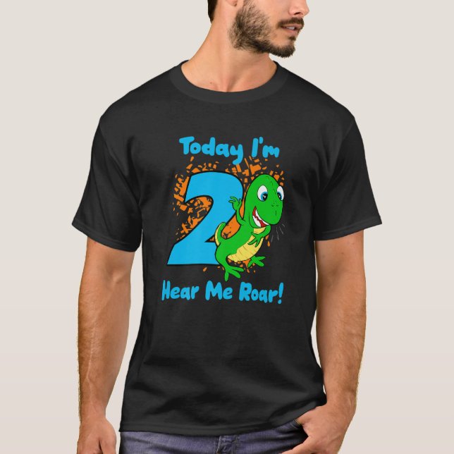 Rawr I'm 2 Dinosaur 2nd Dino T-Rex Two Year Old Bi T-Shirt (Front)