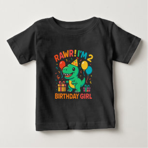 Rawr I'm 2 Dinosaur Birthday Girl Baby T-Shirt