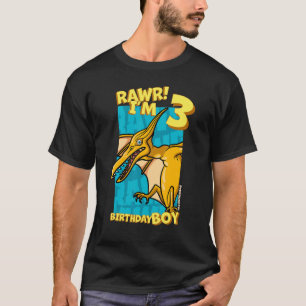 Rawr I'm 3 Birthday Boys 3rd Birthday Dino Pterod T-Shirt