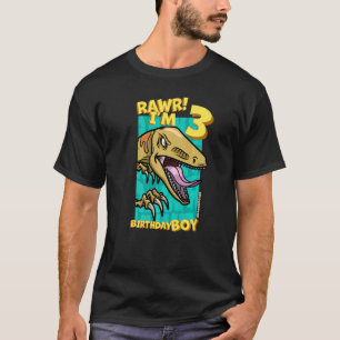 Rawr I'm 3 Birthday Boys 3rd Birthday Dino Velocir T-Shirt