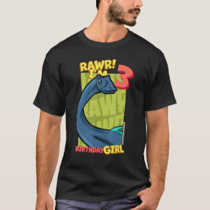 Rawr I'm 3 Birthday Girls 3rd Birthday Dino Quaesi T-Shirt
