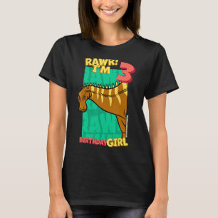 Rawr I'm 3 Birthday Girls 3rd Birthday Dino Rebbac T-Shirt