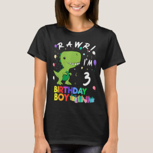 Rawr I'm 3 Cute Dinosaur Birthday T-Shirt