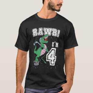 Rawr I'm 4 4th Birthday Party Rex Dinosaur Hockey T-Shirt