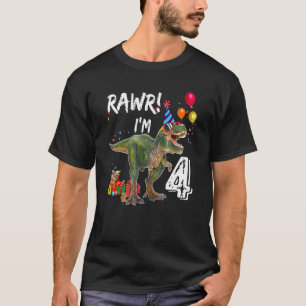 Rawr I'm 4 4th Birthday Rex Dinosaur Party For Bo T-Shirt
