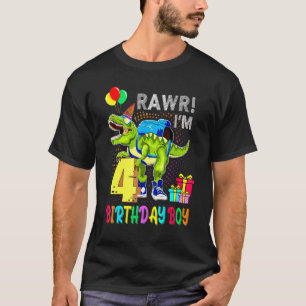 Rawr Im 4 Birthday Boy Dinosaur Birthday Party T-Shirt