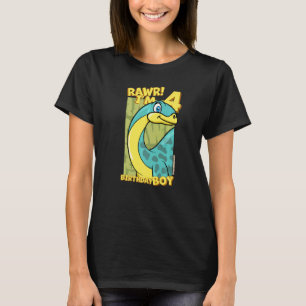 Rawr I'm 4 Birthday Boys 4th Birthday Dino Apatosa T-Shirt