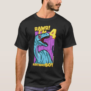Rawr I'm 4 Birthday Boys 4th Birthday Dino Noasau T-Shirt