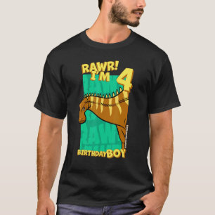 Rawr I'm 4 Birthday Boys 4th Birthday Dino Rebbac T-Shirt