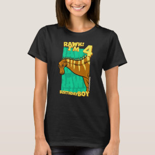 Rawr I'm 4 Birthday Boys 4th Birthday Dino Rebbach T-Shirt
