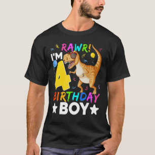 Rawr I'm 4th Birthday Boy Dinosaur Gift 4 Years Ol T-Shirt