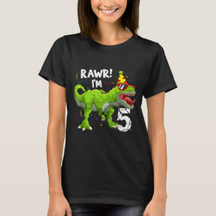 Rawr I'm 5 5th Birthday T Rex Dinosaur Funny Party T-Shirt