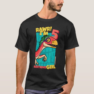 Rawr I'm 5 Birthday Girls 5th Birthday Dino Deino T-Shirt