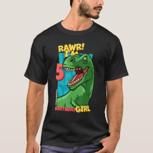 Rawr I'm 5 Birthday Girls 5th Birthday Dino Tyrann T-Shirt