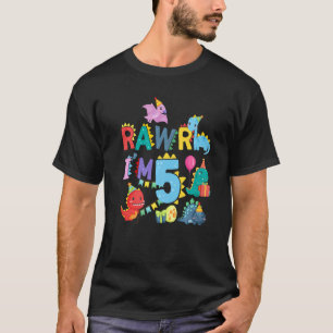 Rawr I'm 5 Rawr Dinosaur Birthday Themed Party   T-Shirt