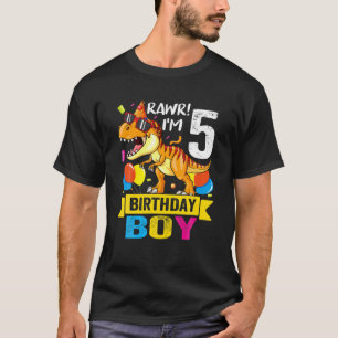 Rawr I'm 5Th Birthday Boy Dinosaur T Rex 5 Year Ol T-Shirt