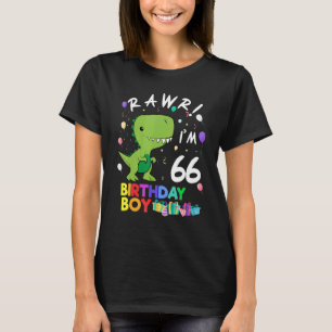 Rawr I'm 66 Cute Dinosaur Birthday T-Shirt