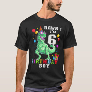 Rawr I'm 6 6th Birthday Rex Dinosaur Party For Bo T-Shirt