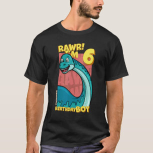 Rawr I'm 6 Birthday Boys 6th Birthday Dino Bronto T-Shirt
