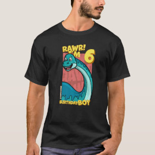 Rawr I'm 6 Birthday Boys 6th Birthday Dino Brontos T-Shirt