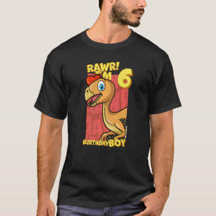 Rawr I'm 6 Birthday Boys 6th Birthday Dino Ovirapt T-Shirt