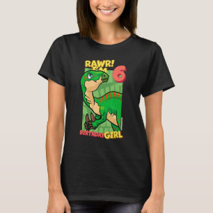 Rawr I'm 6 Birthday Girls 6th Birthday Dino Iguano T-Shirt