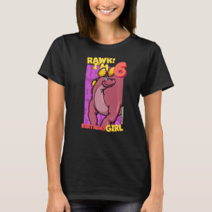 Rawr I'm 6 Birthday Girls 6th Birthday Dino Wuerho T-Shirt