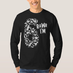 Rawr I'm 6 Cute Kids I Am 6 Boy & Girl Dinosaur Bi T-Shirt