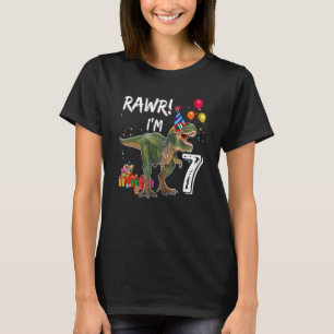 Rawr I'm 7 7th Birthday Rex Dinosaur Party  For Bo T-Shirt