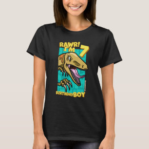 Rawr I'm 7 Birthday Boys 7th Birthday Dino Veloci T-Shirt