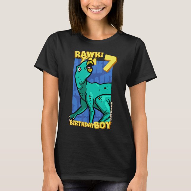Rawr  I'm 7 Birthday Boys 7th Birthday Dino Zephyr T-Shirt (Front)