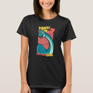 Rawr I'm 7 Birthday Girls 7th Birthday Dino Bronto T-Shirt