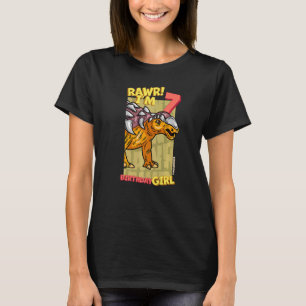 Rawr I'm 7 Birthday Girls 7th Birthday Dino Edmont T-Shirt