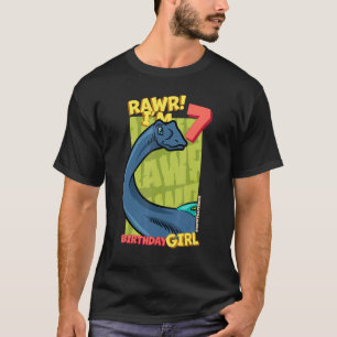 Rawr I'm 7 Birthday Girls 7th Birthday Dino Quaes T-Shirt