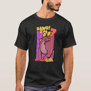 Rawr I'm 7 Birthday Girls 7th Birthday Dino Wuerho T-Shirt
