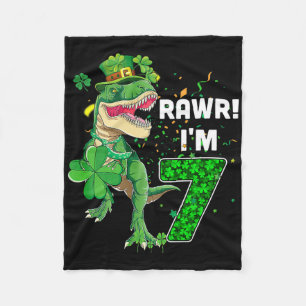 Rawr I'm 7 Birthday Years Old 2015 T Rex Dinosaur Fleece Blanket