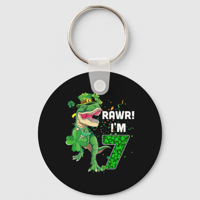 Rawr I'm 7 Birthday Years Old 2015 T Rex Dinosaur  Key Ring (Front)