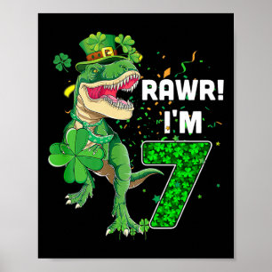 Rawr I'm 7 Birthday Years Old 2015 T Rex Dinosaur Poster