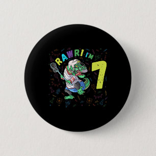 Rawr I'm 7 Dinosaur T-rex 7 Year Old Boy Birthday 6 Cm Round Badge