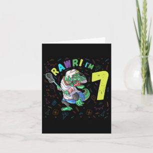 Rawr I'm 7 Dinosaur T-rex 7 Year Old Boy Birthday  Card
